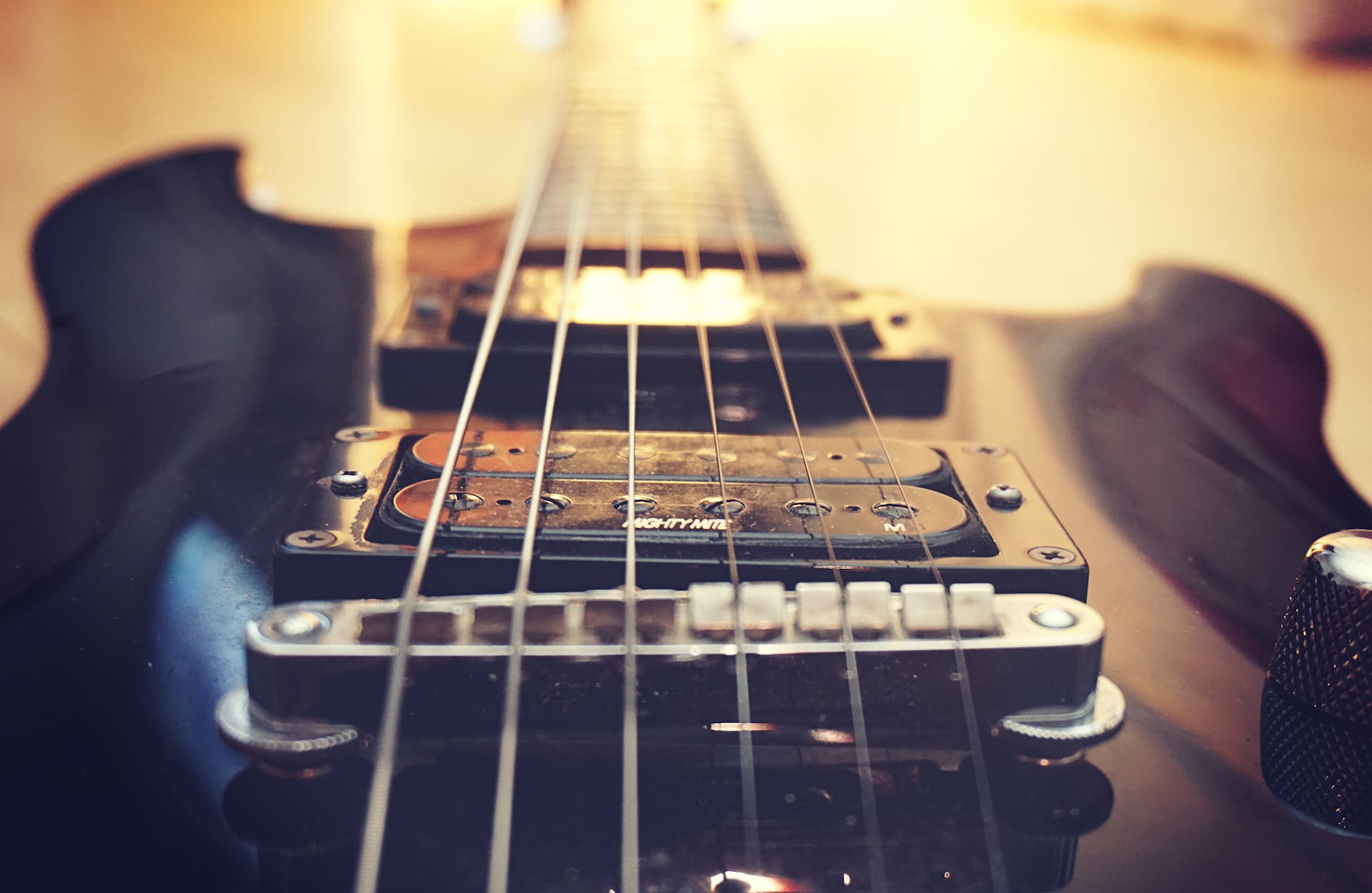 close up of electric guitar